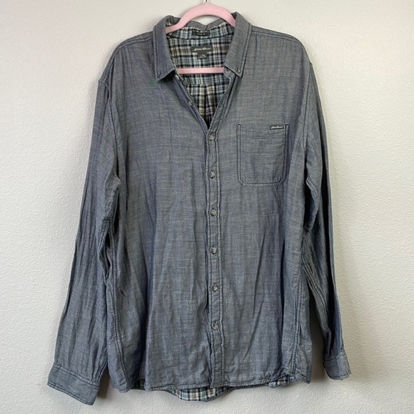 Eddie Bauer Other - Eddie Bauer classic fit button up shacket with plaid lining size TXL